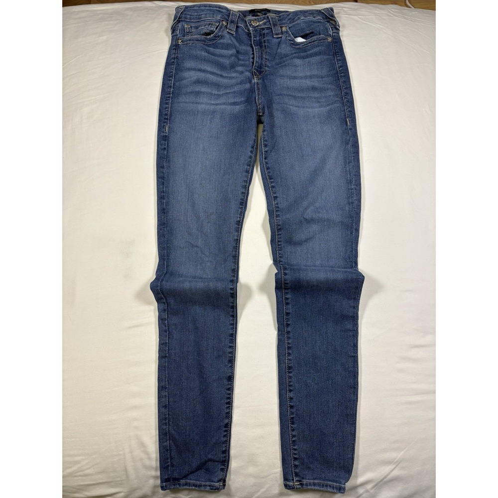 True Religion Stella Mid Rise Skinny Jeans Womens Size 31 Blue Denim 44229-00A